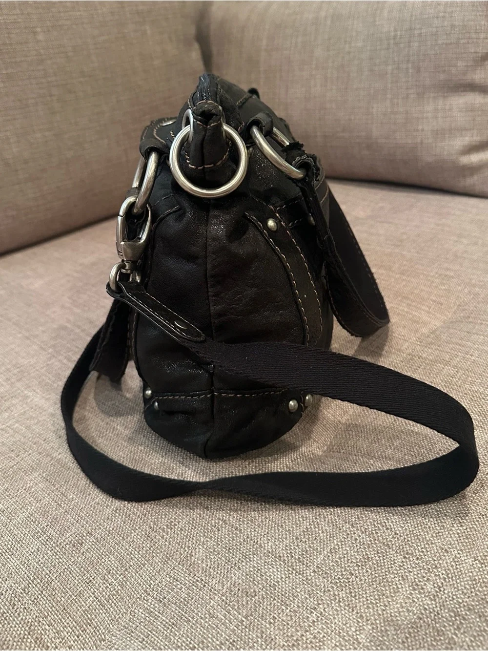 Fossil Dark Brown Leather Shoulder Crossbody Bag